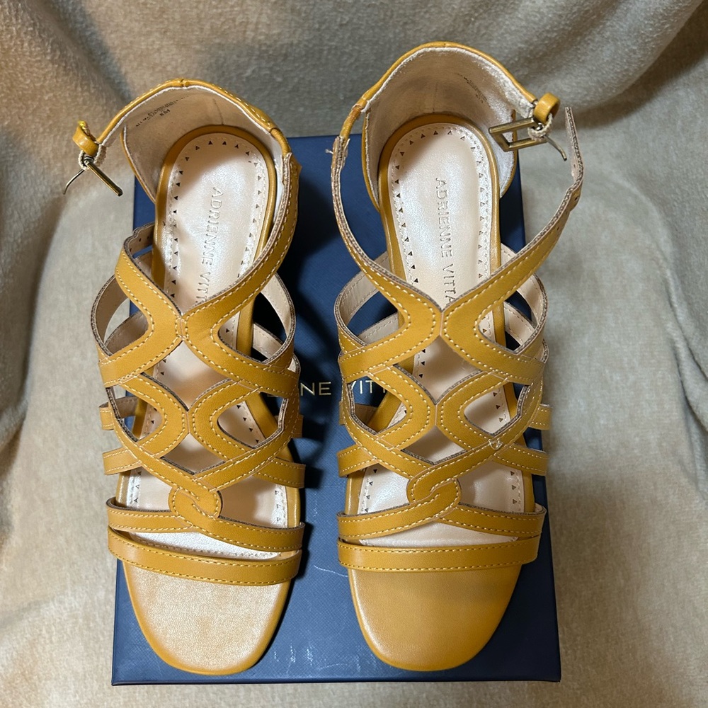 Adrienne Vittadini Mustard Strappy Sandals